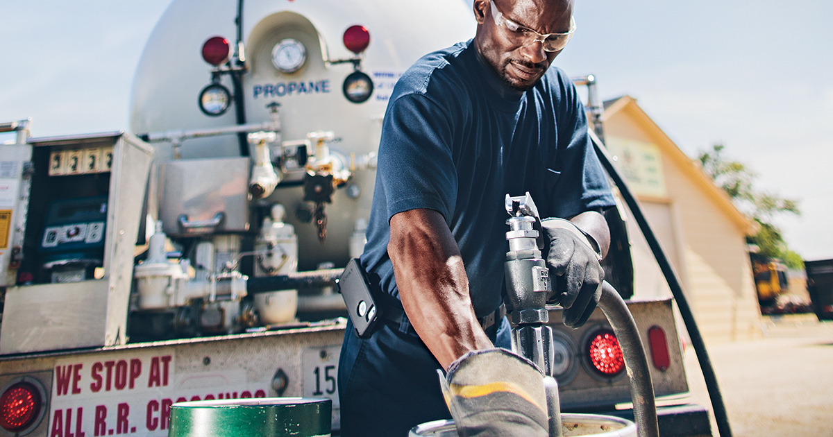 Propane Provider Refilling Propane Cylinder