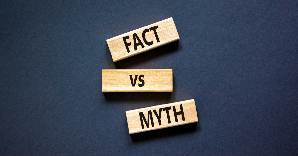 fact vs myth printed on wooden blocks